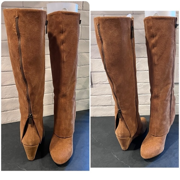 Jessica Simpson sz 6 Rallie chestnut suede tall wedge boots - Picture 10 of 15
